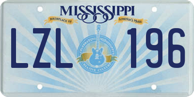 MS license plate LZL196