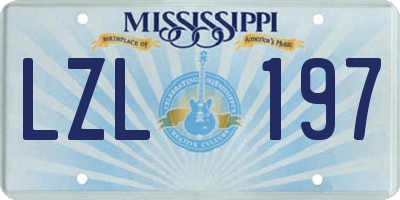 MS license plate LZL197