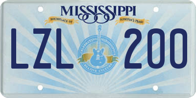 MS license plate LZL200