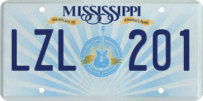 MS license plate LZL201