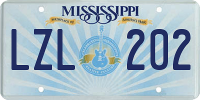 MS license plate LZL202