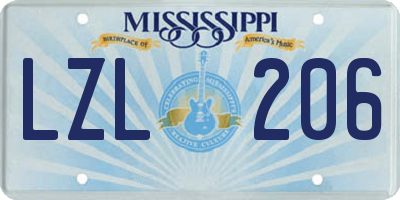 MS license plate LZL206