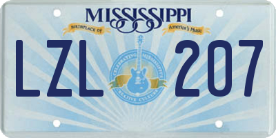 MS license plate LZL207