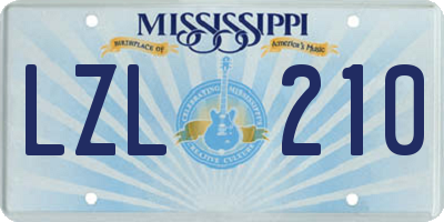 MS license plate LZL210