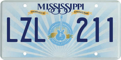 MS license plate LZL211
