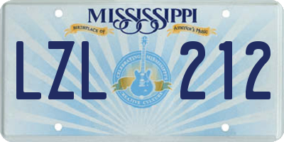MS license plate LZL212