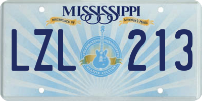 MS license plate LZL213