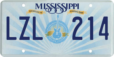 MS license plate LZL214