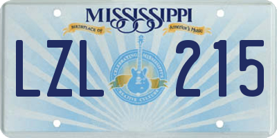 MS license plate LZL215