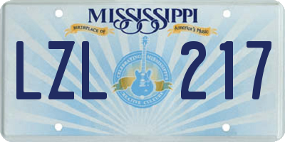 MS license plate LZL217