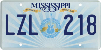 MS license plate LZL218