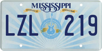 MS license plate LZL219