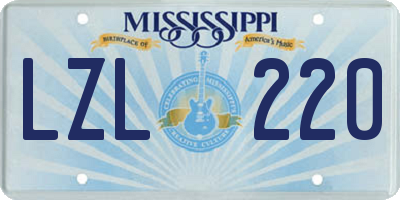 MS license plate LZL220