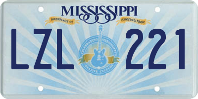 MS license plate LZL221