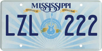 MS license plate LZL222