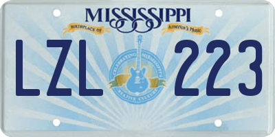 MS license plate LZL223
