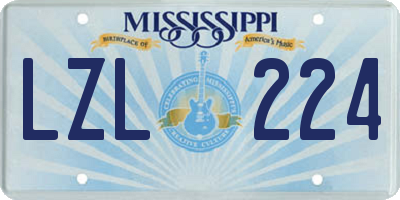 MS license plate LZL224