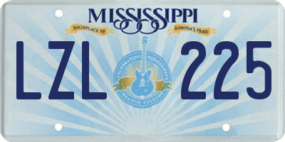 MS license plate LZL225