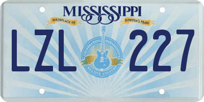 MS license plate LZL227