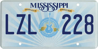MS license plate LZL228