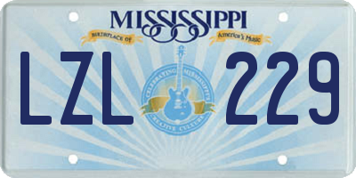 MS license plate LZL229