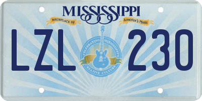 MS license plate LZL230