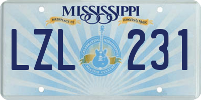 MS license plate LZL231