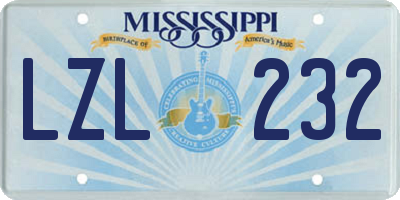 MS license plate LZL232