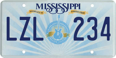 MS license plate LZL234