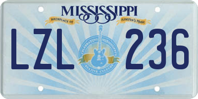 MS license plate LZL236