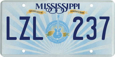 MS license plate LZL237