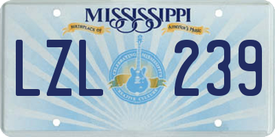MS license plate LZL239