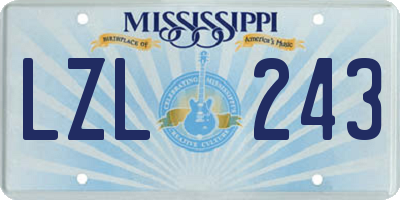 MS license plate LZL243