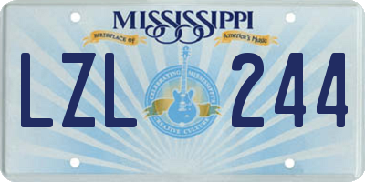 MS license plate LZL244