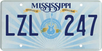 MS license plate LZL247