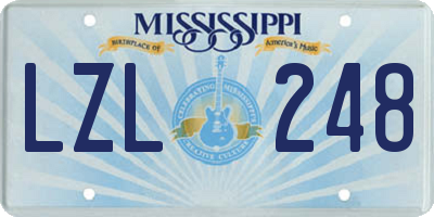 MS license plate LZL248
