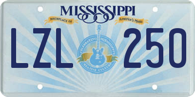 MS license plate LZL250