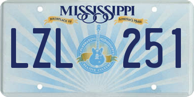 MS license plate LZL251