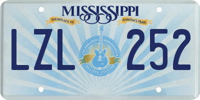 MS license plate LZL252