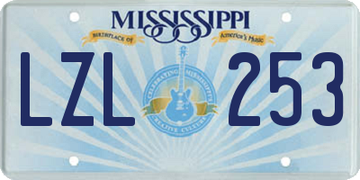 MS license plate LZL253
