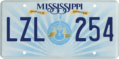 MS license plate LZL254