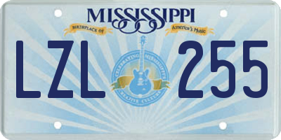 MS license plate LZL255