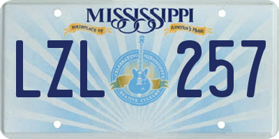 MS license plate LZL257