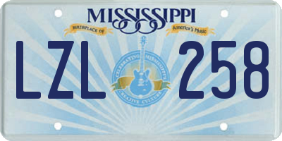 MS license plate LZL258