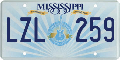 MS license plate LZL259