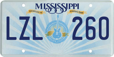 MS license plate LZL260