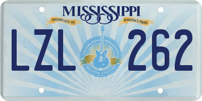 MS license plate LZL262