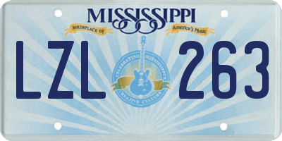 MS license plate LZL263