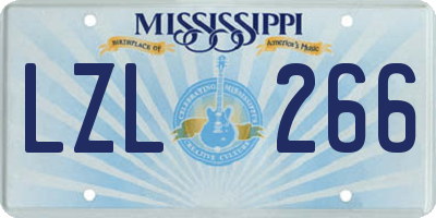 MS license plate LZL266