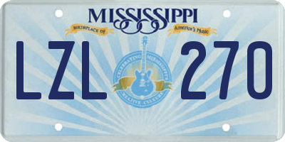 MS license plate LZL270